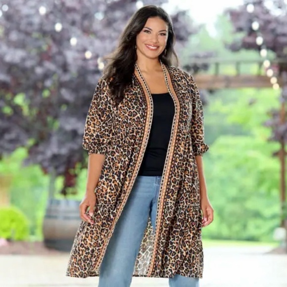 Cato Other - Leopard Print Kimono Cardigan NWT by Cato
